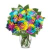 Two dozen rainbow roses bouquet in San Diego from Lilac Florist