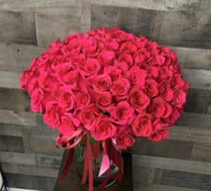 Hot pink roses bouquet