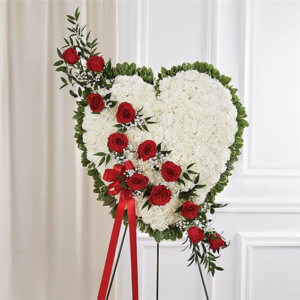 Always In My Heart Floral Heart- Red & White