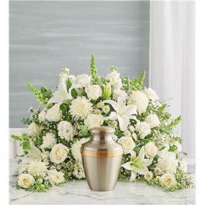 Crescent Cremation Arrangement- All White