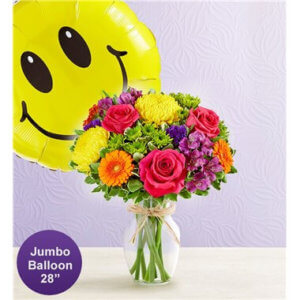 Fields Of Europe Celebration With Jumbo Smile Balloon - Lilac Flower Shop