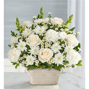 Loving Remembrance All White One Sided - Lilac Flower Shop