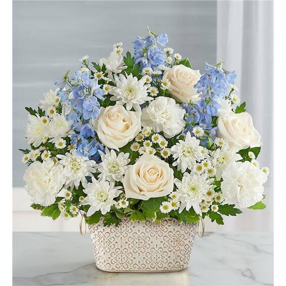 Loving Remembrance Blue And White One Sided - Flower Shop Lilac