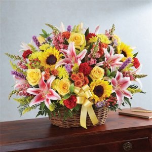 Multicolor Bright Sympathy Basket Arrangement