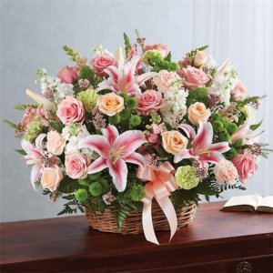 Pastel Sympathy Basket Arrangement