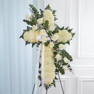 Peace & Prayers Standing Cross-White