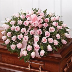 Pink Rose Half Casket Cover