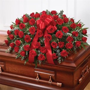 Red Rose Half Casket Cover