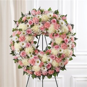 Serene Blessings Pink & White Standing Wreath