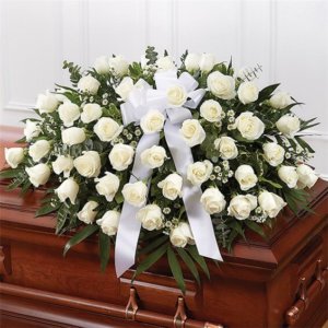 White Rose Half Casket Cover