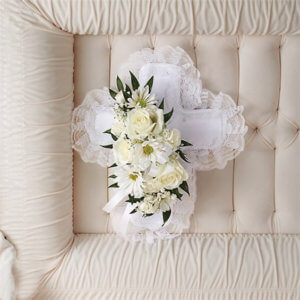 White Satin Cross Casket Pillow