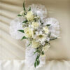 White Satin Cross Casket Pillow from Lilac Florist in San Diego