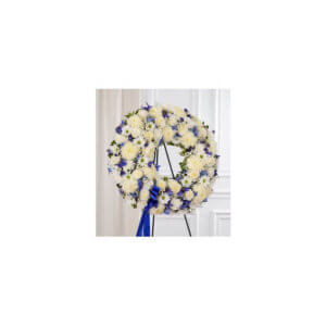 Serene Blessings Standing Wreath - Blue & White