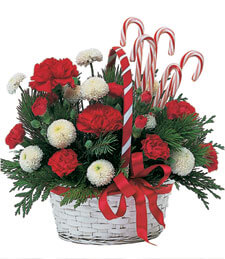 Holiday Basket With Candy Canes - Lilac Flower Shop