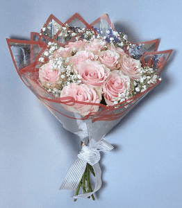 12 White Roses Hand Tied Bouquet