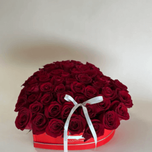 Red Rose Heart-Shaped Box Arrangement from Lilac Florist in San Diego CA