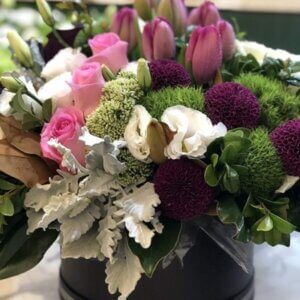 Rustic Blossom Arrangement in the box from Lilac Florist.